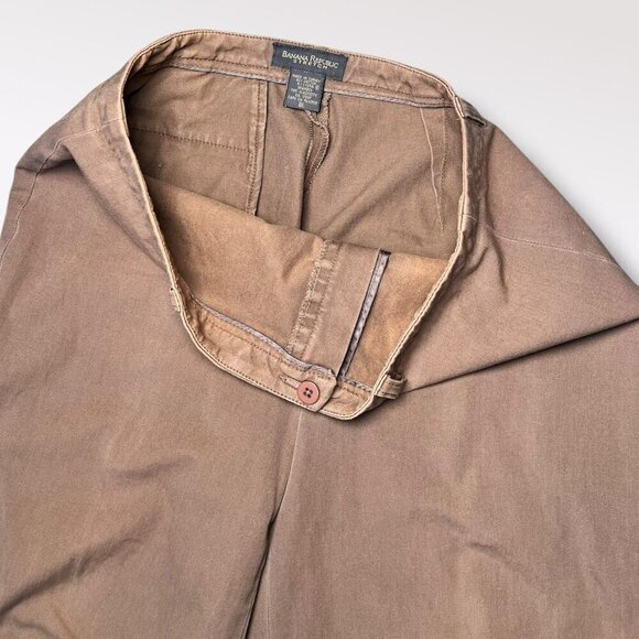 Banana Republic High Rise Stretch Cotton Pants Brown Size 8 Long (Flawed) - Picture 4 of 10